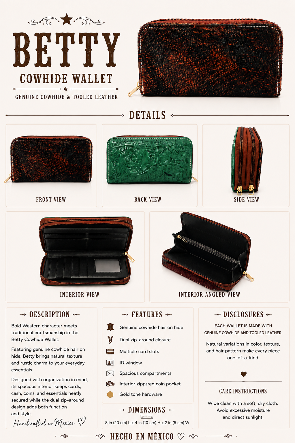 Betty Cowhide & Tooled Wallet
