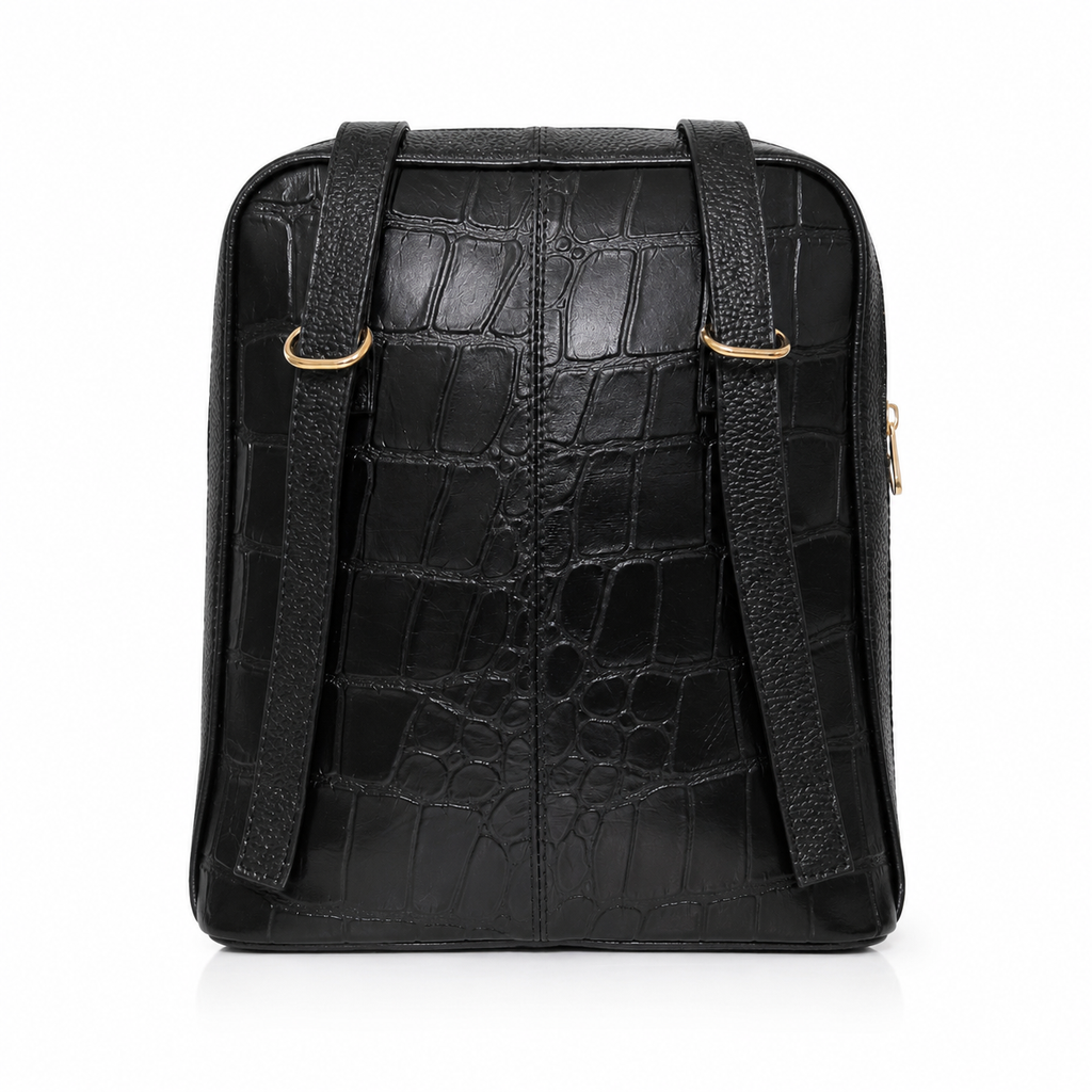 Luciana Croc Embossed Leather Backpack