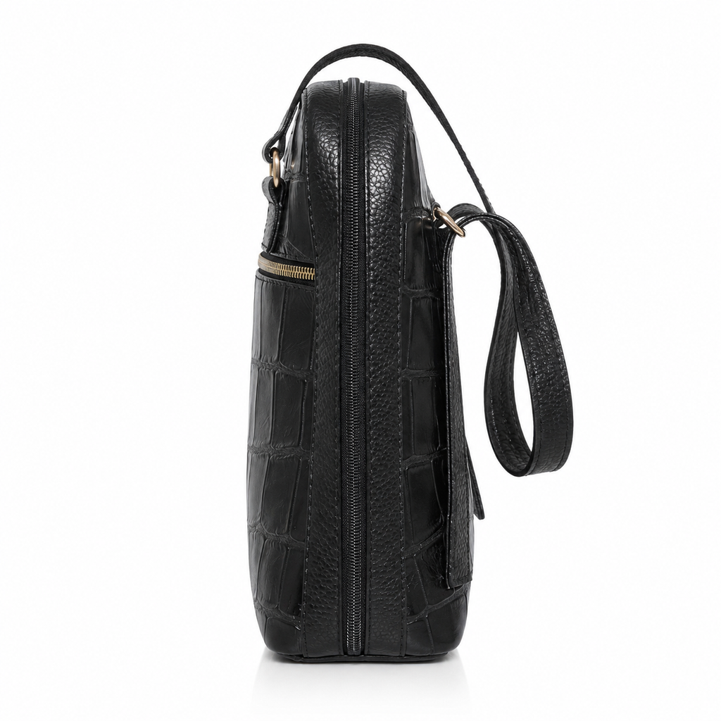 Luciana Croc Embossed Leather Backpack