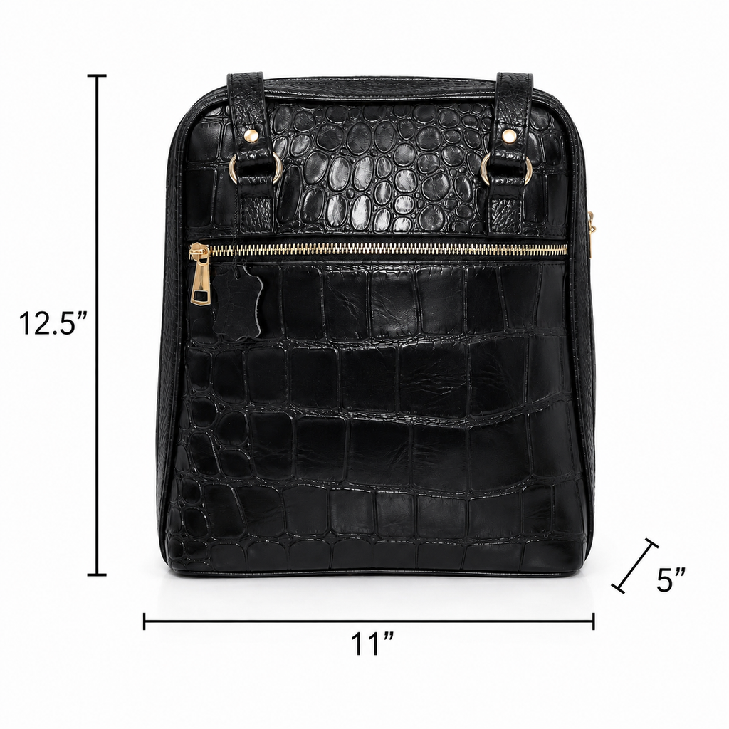 Luciana Croc Embossed Leather Backpack