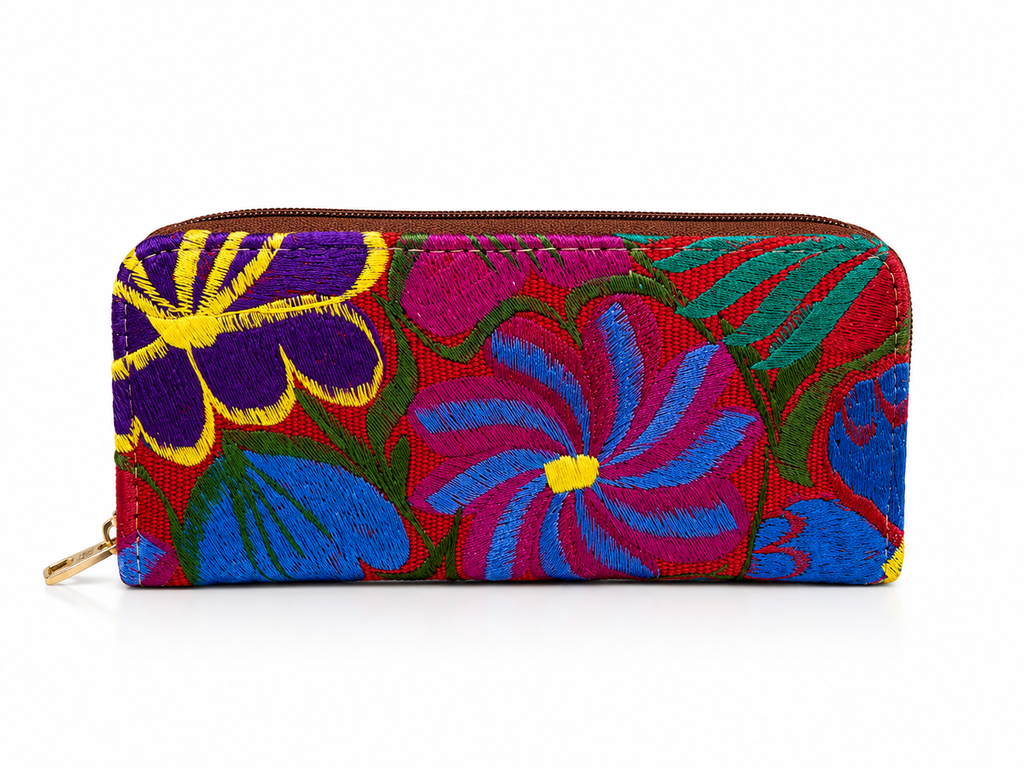 Adela Embroidered Leather Wallet