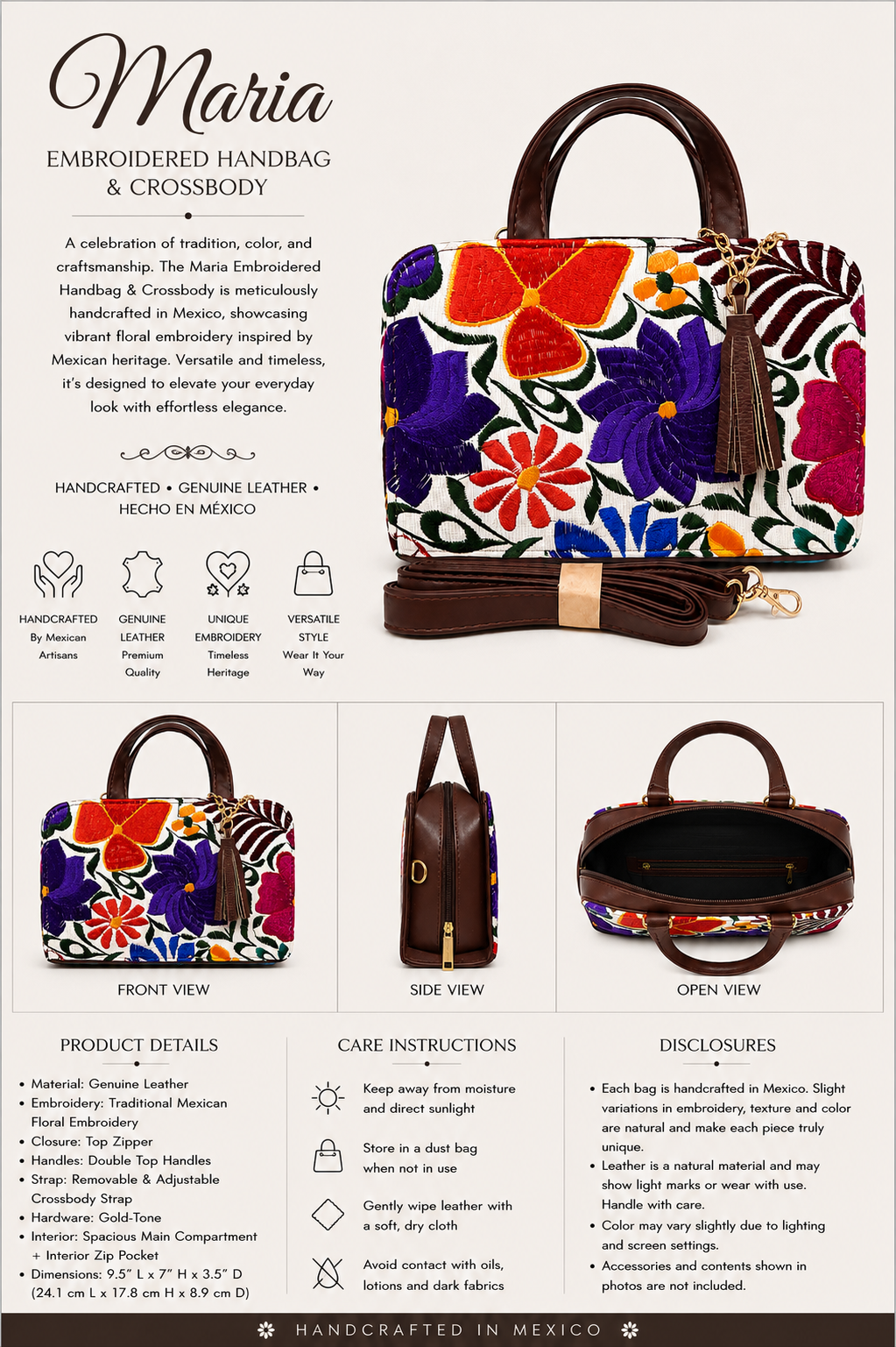 Maria Embroidered Handbag & Crossbody