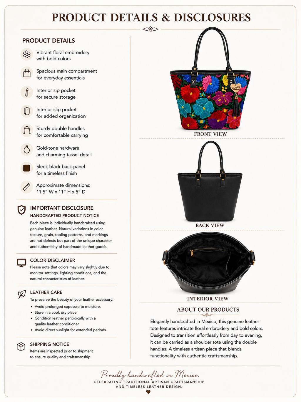 Angela Embroidered Tote